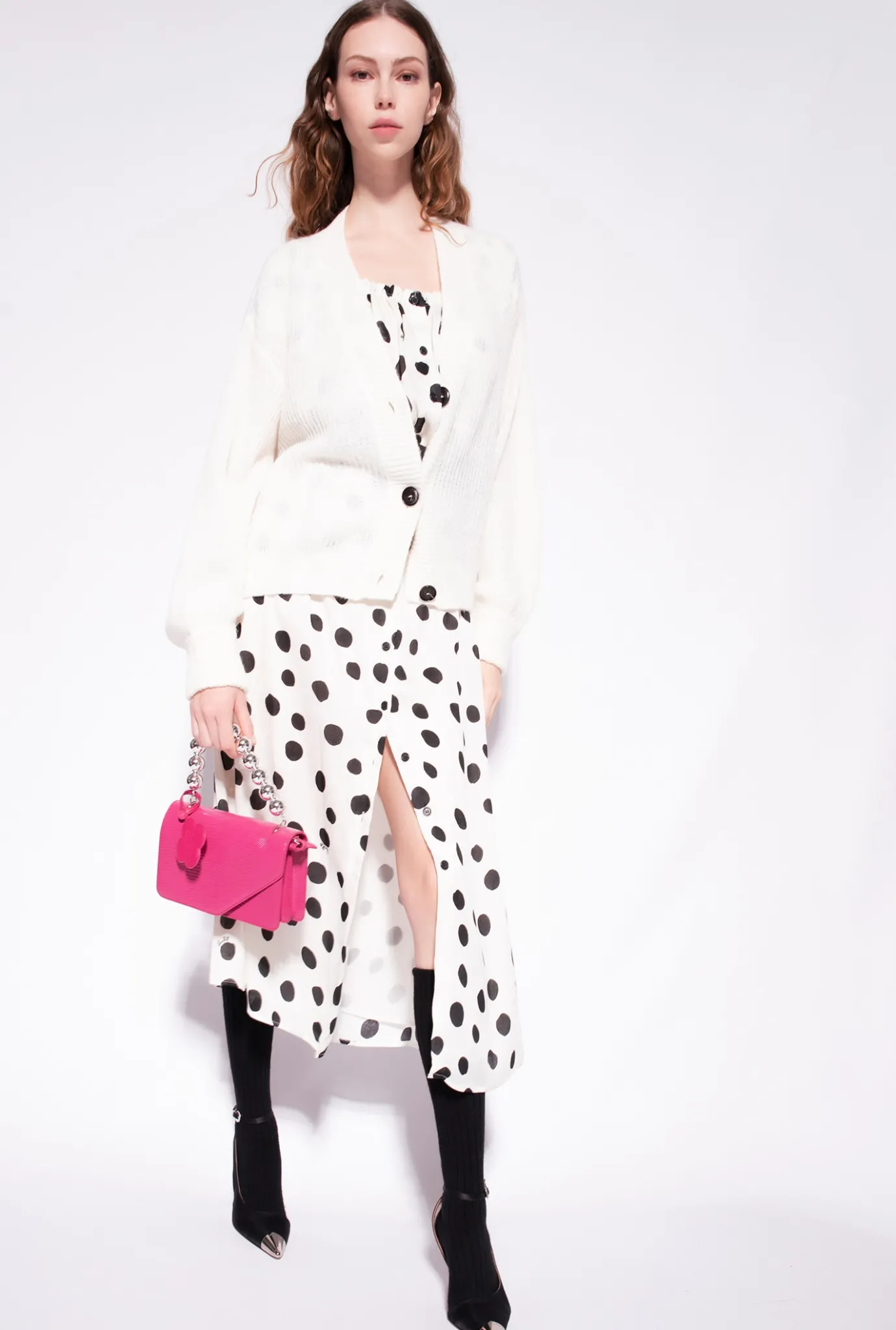 Pièces En Maille|PINKO Cardigan Cotele Court Blanc Soie