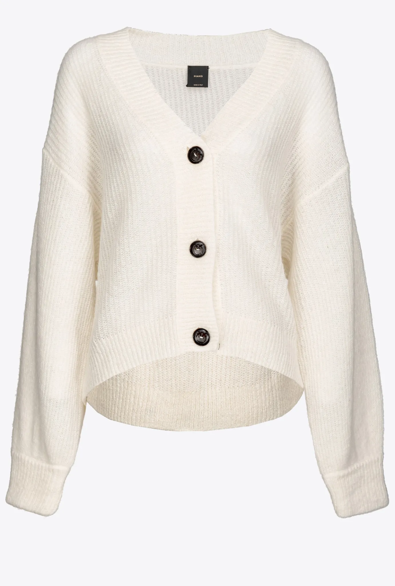 Pièces En Maille|PINKO Cardigan Cotele Court Blanc Soie