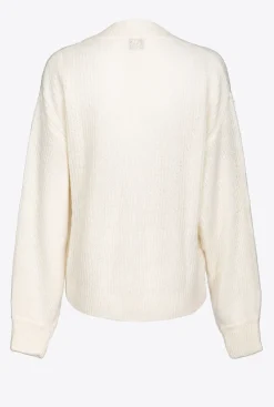 Pièces En Maille|PINKO Cardigan Cotele Court Blanc Soie