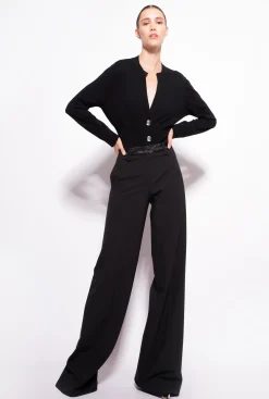 Pièces En Maille|PINKO Cardigan Court A Boutons Bijoux Noir Limousine