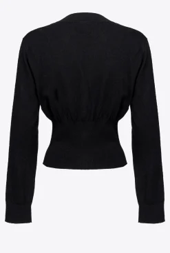 Pièces En Maille|PINKO Cardigan Court A Boutons Bijoux Noir Limousine