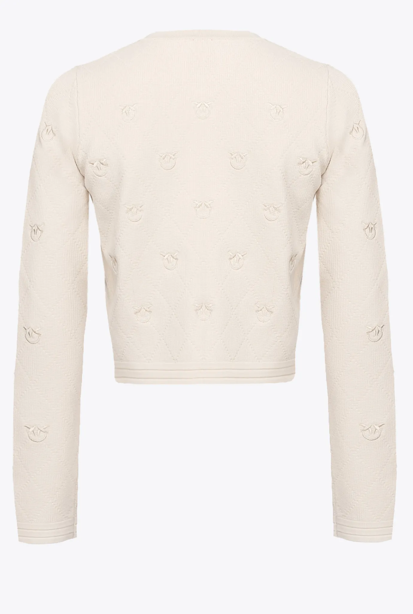 Pièces En Maille|PINKO Cardigan Court En Jacquard Love Birds Beige Bouleau