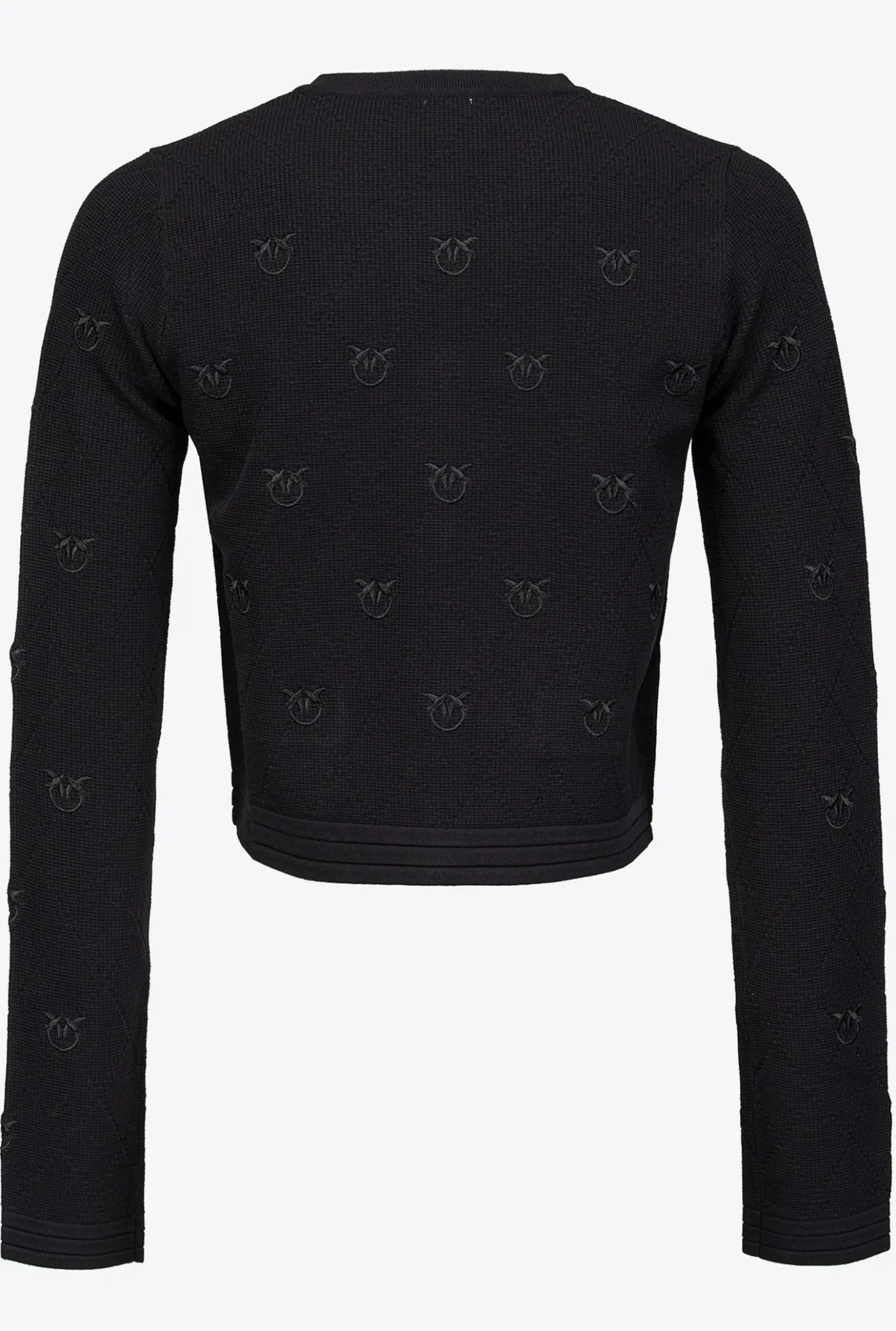 Tailleurs Et Ensembles|PINKO Cardigan Court En Jacquard Love Birds Noir Limousine