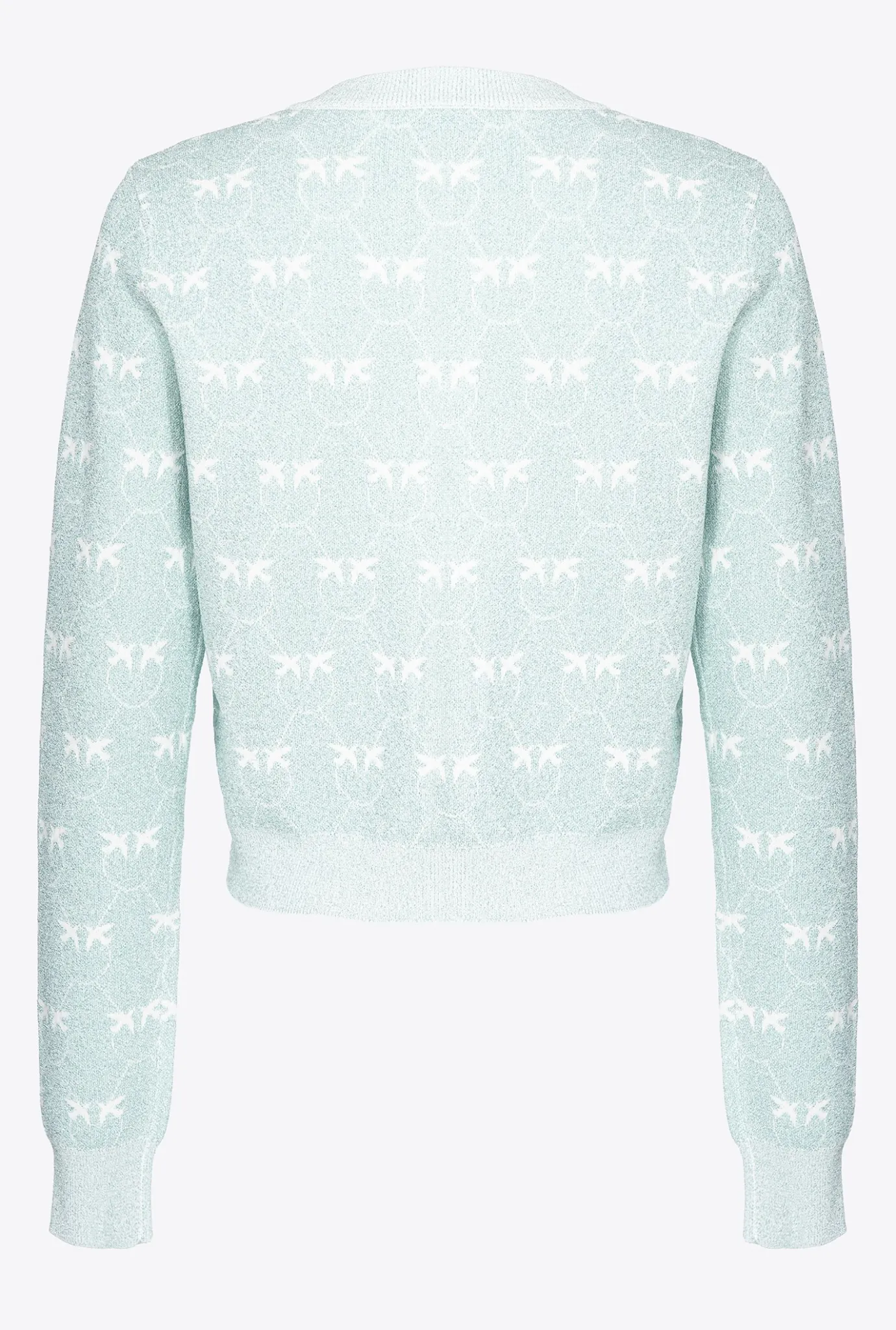 Tailleurs Et Ensembles|PINKO Cardigan Court Monogram Lurex Aigue-Marine/Blanc
