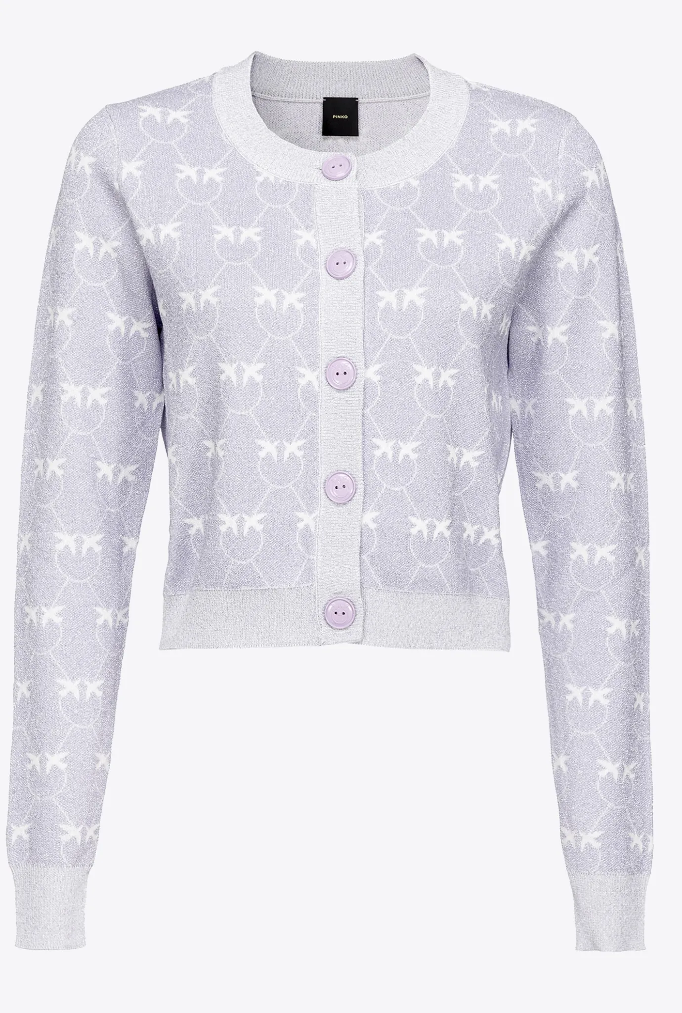 Tailleurs Et Ensembles|PINKO Cardigan Court Monogram Lurex Lilas/Blanc