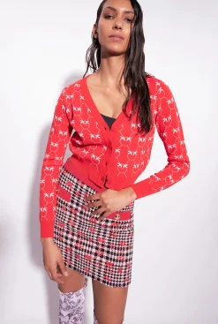 Tailleurs Et Ensembles|PINKO Cardigan Cropped En Jacquard Monogram Rouge/Rose
