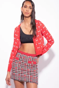 Tailleurs Et Ensembles|PINKO Cardigan Cropped En Jacquard Monogram Rouge/Rose