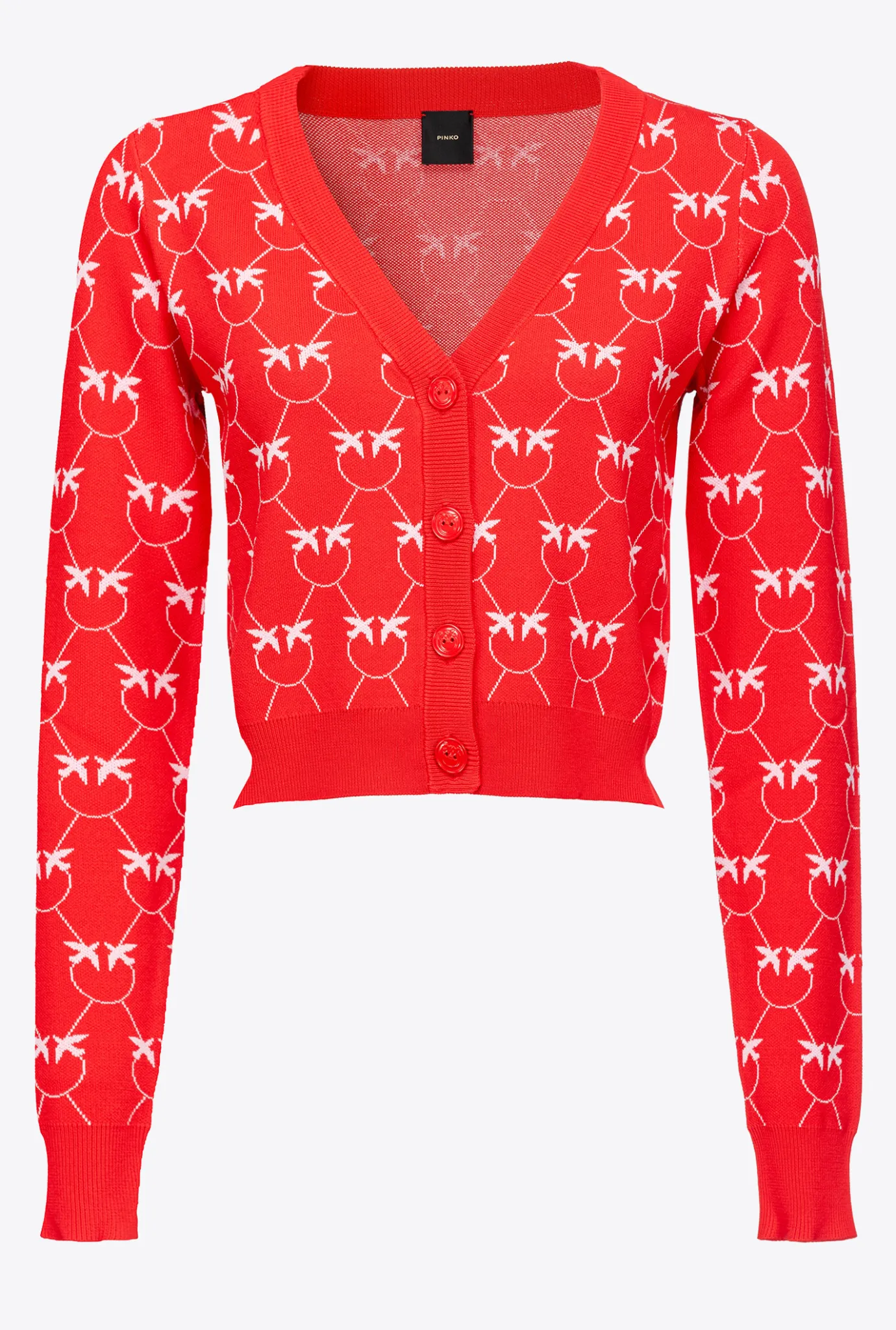 Tailleurs Et Ensembles|PINKO Cardigan Cropped En Jacquard Monogram Rouge/Rose