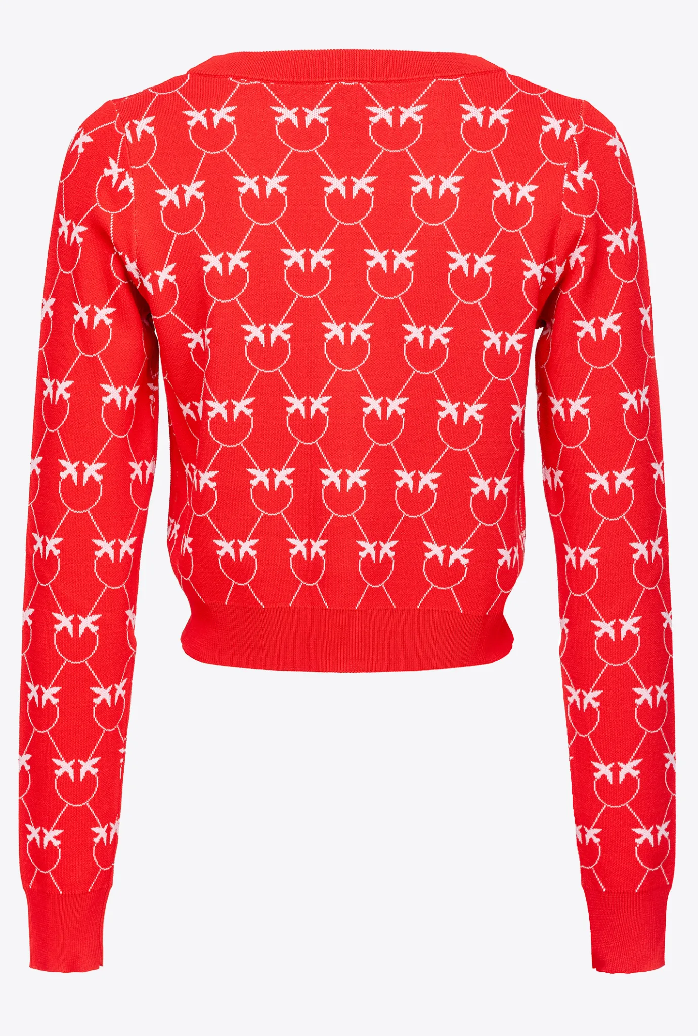 Tailleurs Et Ensembles|PINKO Cardigan Cropped En Jacquard Monogram Rouge/Rose