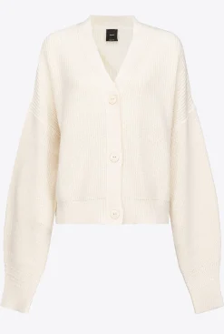 Pièces En Maille|PINKO Cardigan En Cotes Anglaises Rose Fume Blanc