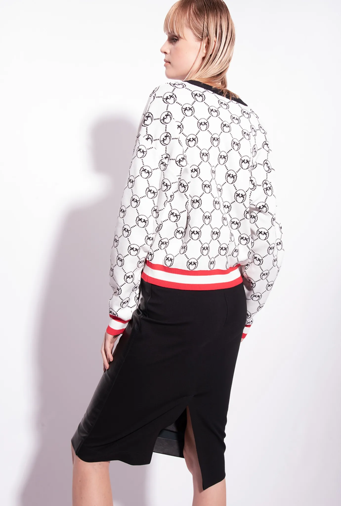 Pièces En Maille|PINKO Cardigan En Jacquard Monogram A Broderie Cerises Multi. Blanc/Noir/Rouge