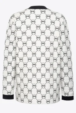 Tailleurs Et Ensembles|PINKO Cardigan En Jacquard Monogram Multi. Blanc/Noir/Rouge