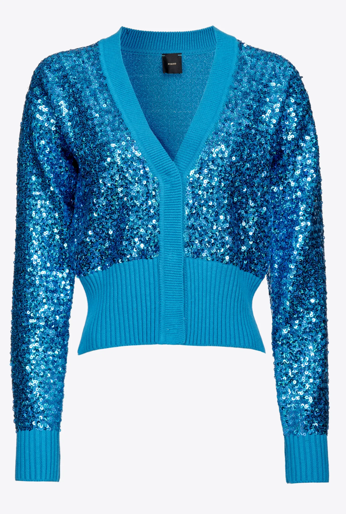 Tailleurs Et Ensembles|PINKO Cardigan Entierement Paillete Bleu Directoire