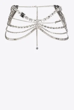 Ceintures|PINKO Ceinture Bijou Multichaine Nickel/Cristal