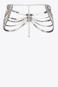 Ceintures|PINKO Ceinture Bijou Multichaine Nickel/Cristal