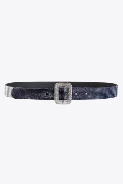 Ceintures|PINKO Ceinture Fine Avec Strass Aux Couleurs Degradees Noir/Cristal
