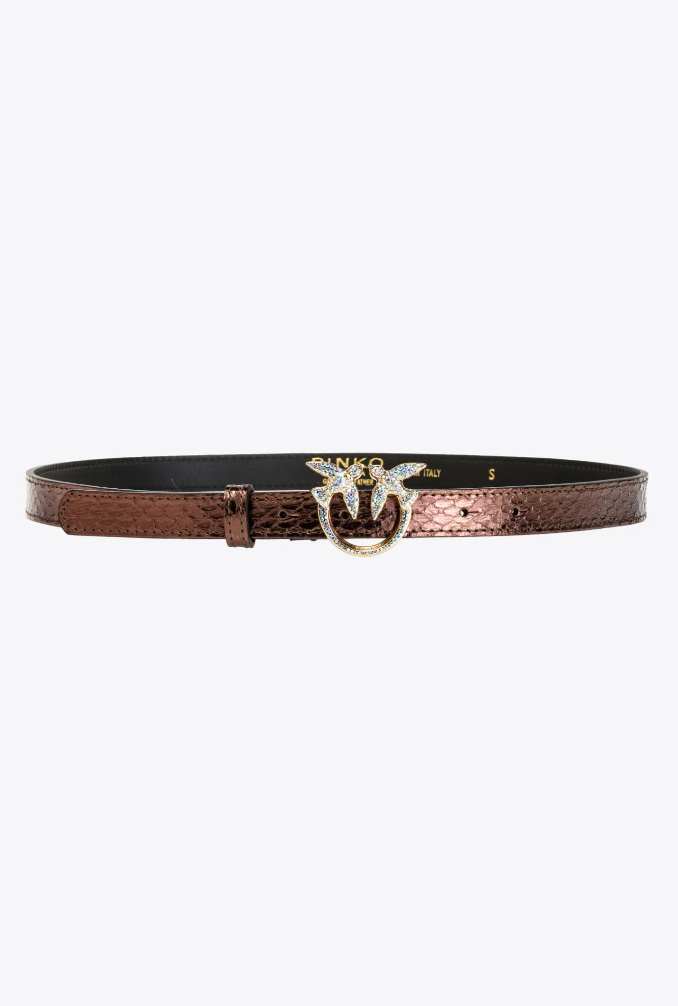 Ceintures|PINKO Ceinture Fine En Reptile Lame Galleria Violet-Or Brillant
