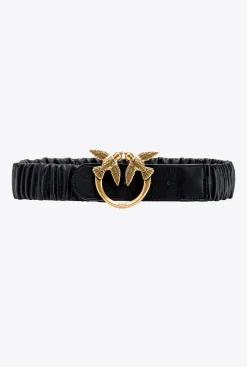 Ceintures|PINKO Ceinture Froncee Love Birds Noir-Vieil Or