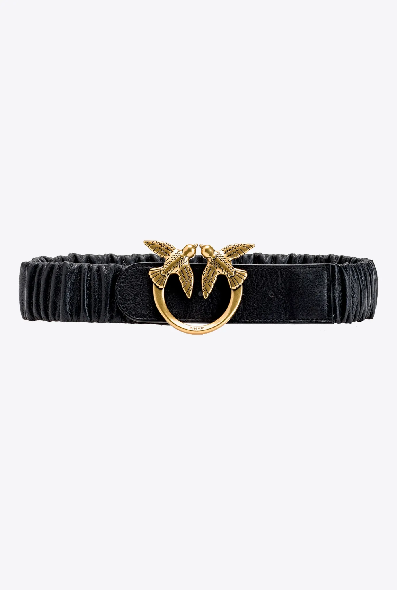Ceintures|PINKO Ceinture Froncee Love Birds Noir-Vieil Or