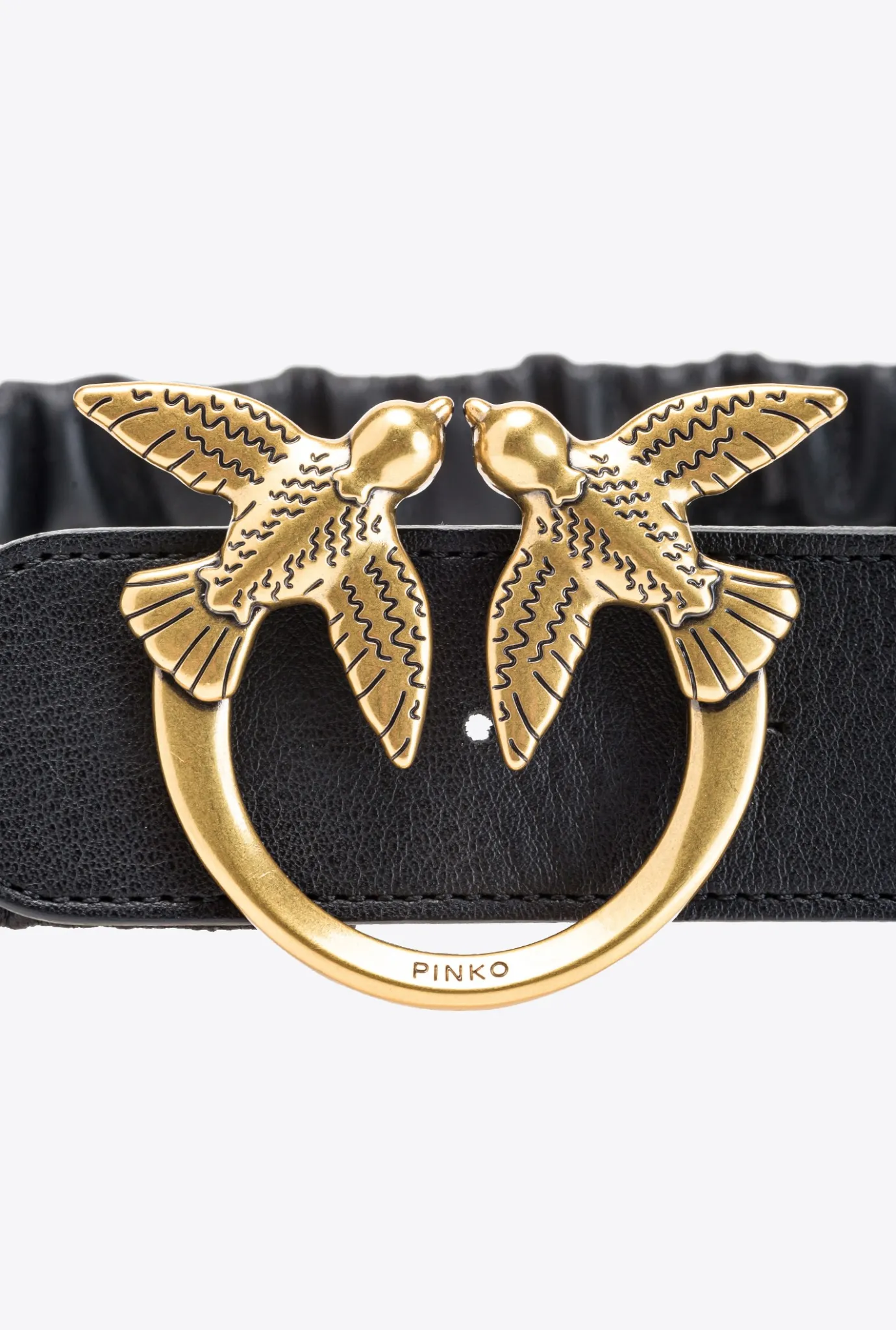 Ceintures|PINKO Ceinture Froncee Love Birds Noir-Vieil Or
