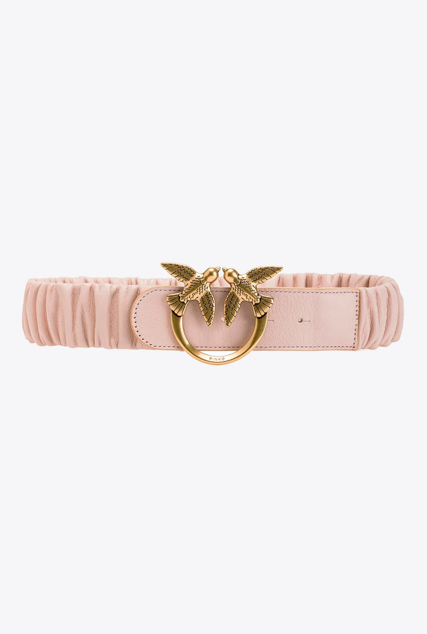 Ceintures|PINKO Ceinture Froncee Love Birds Rose/Rose Poudre-Or Antique