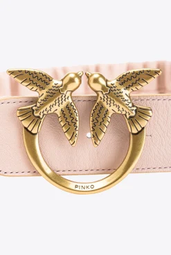 Ceintures|PINKO Ceinture Froncee Love Birds Rose/Rose Poudre-Or Antique