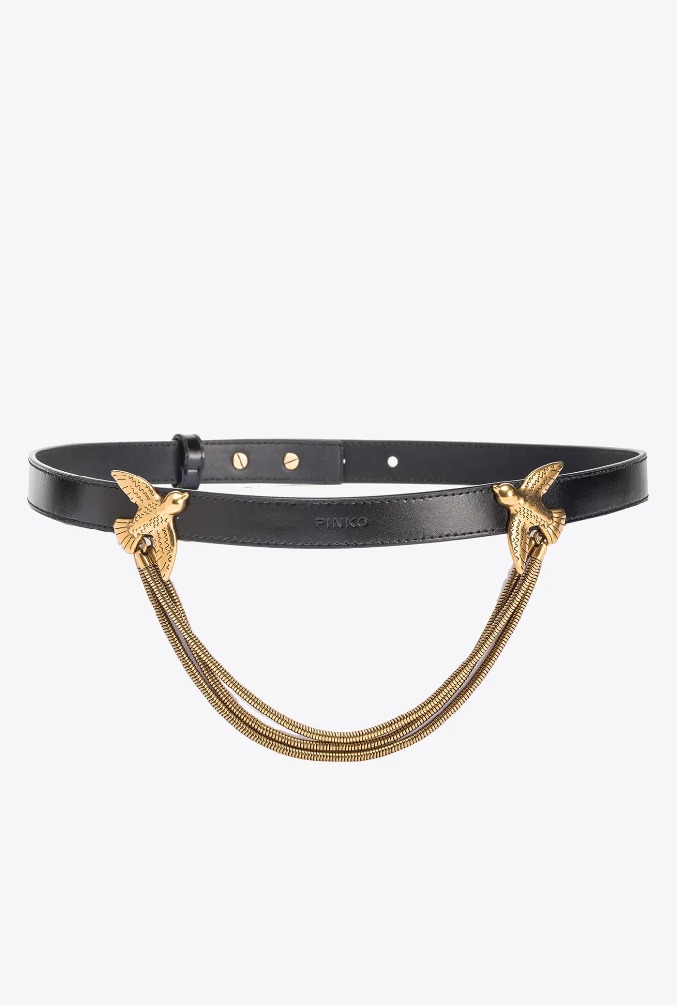 Ceintures|PINKO Ceinture Love Birds A Chaine Noir-Vieil Or