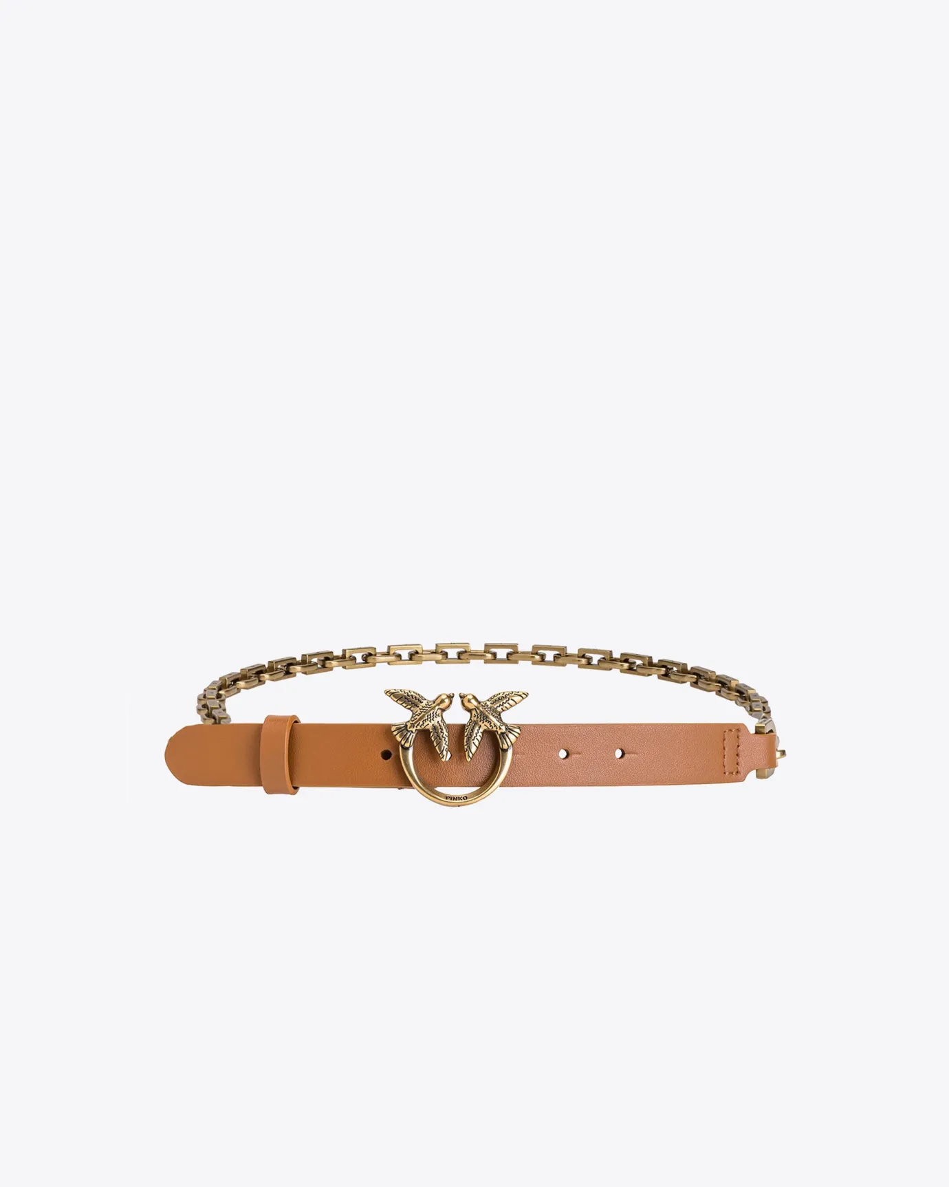 Ceintures|PINKO Ceinture Love Birds A Chaine Cognac-Or Antique