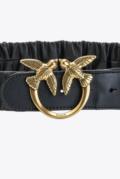 Ceintures|PINKO Ceinture Love Birds A Fronces Noir-Vieil Or