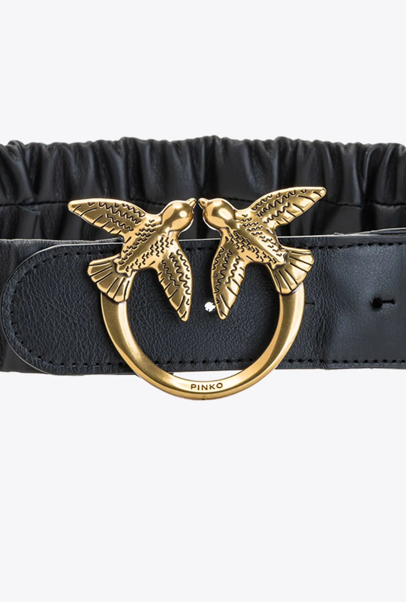Ceintures|PINKO Ceinture Love Birds A Fronces Noir-Vieil Or