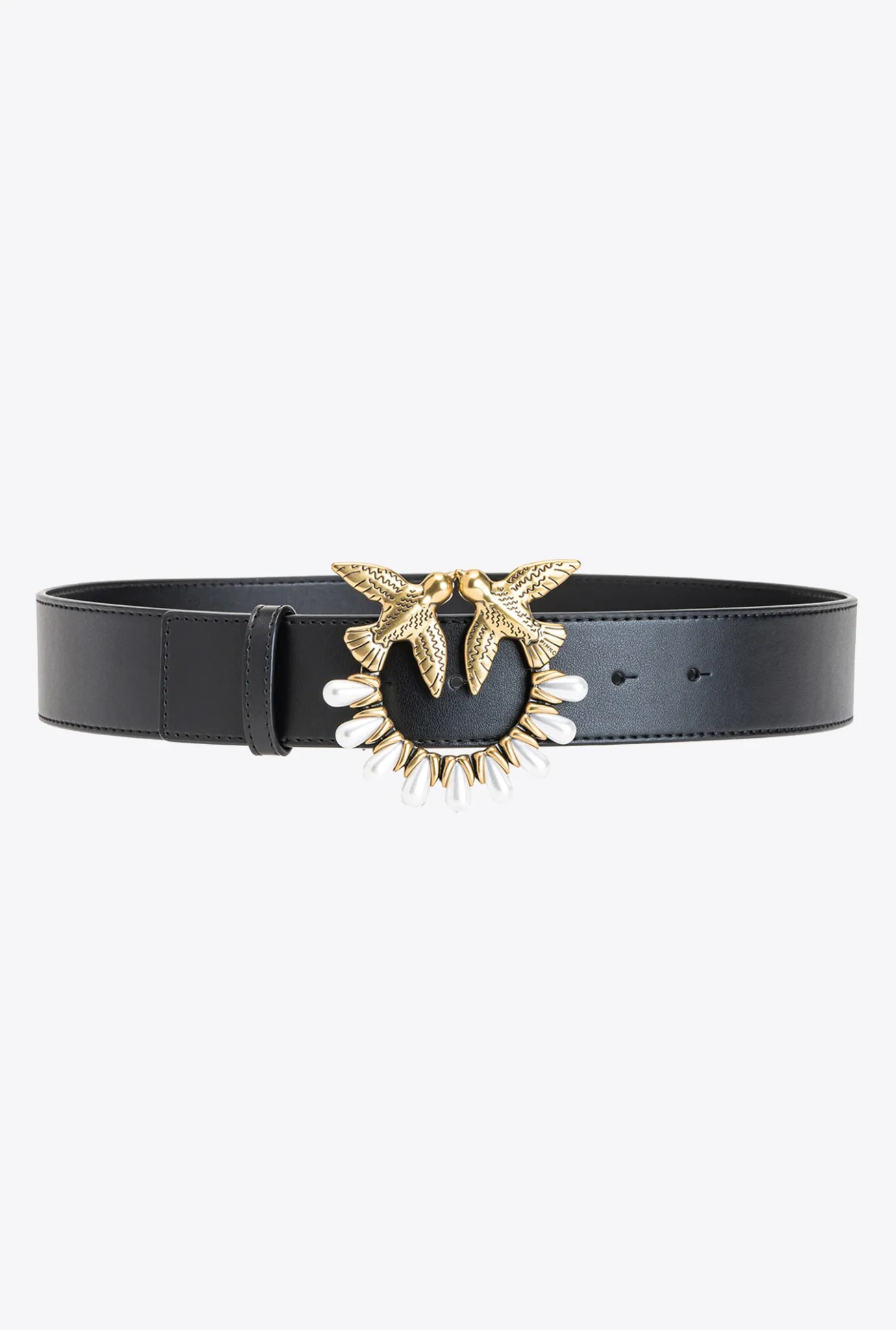 Ceintures|PINKO Ceinture Love Birds A Perles Noir-Vieil Or