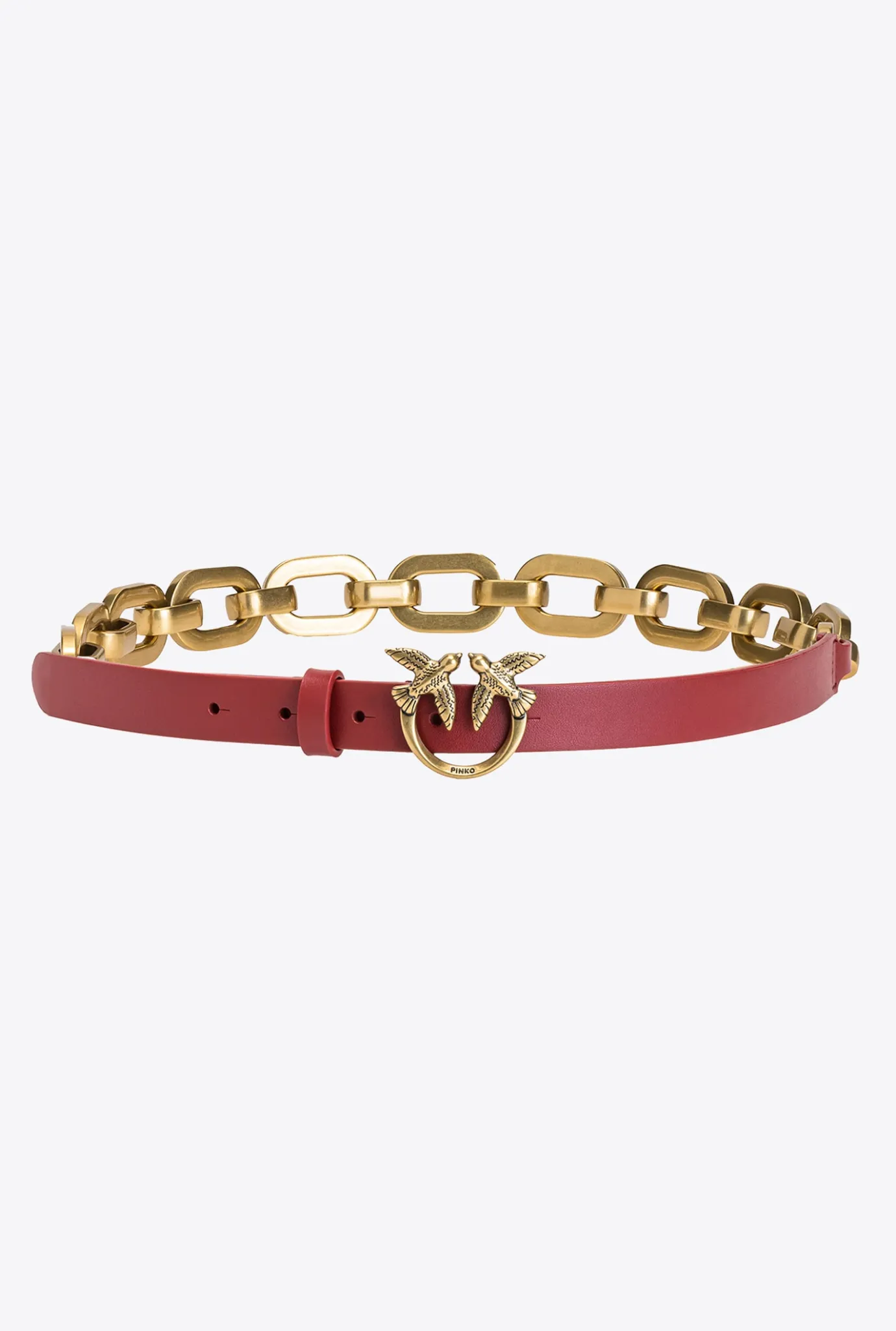 Ceintures|PINKO Ceinture Love Birds Avec Macro Chaine Rouge Rubis-Or Antique