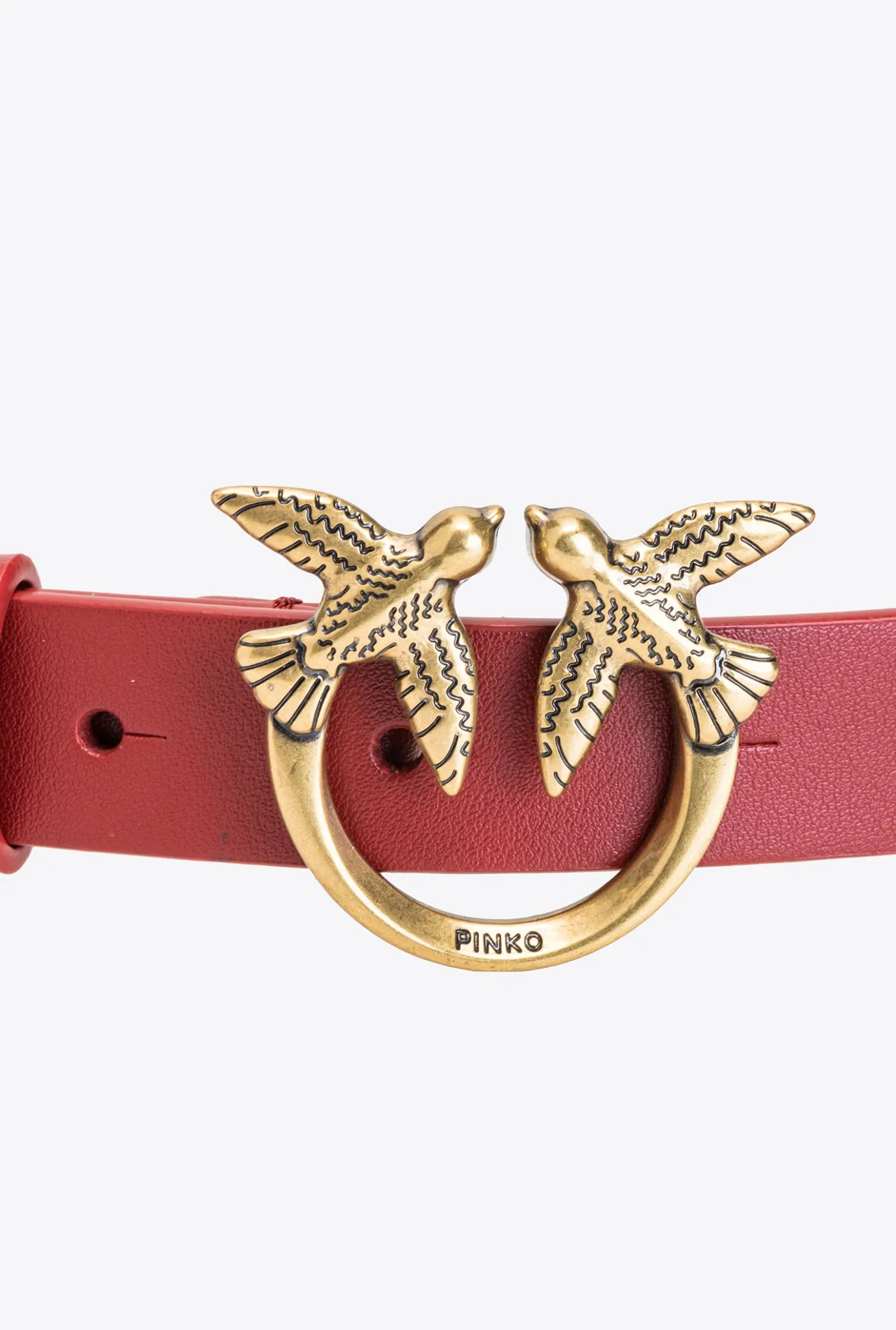 Ceintures|PINKO Ceinture Love Birds Avec Macro Chaine Rouge Rubis-Or Antique