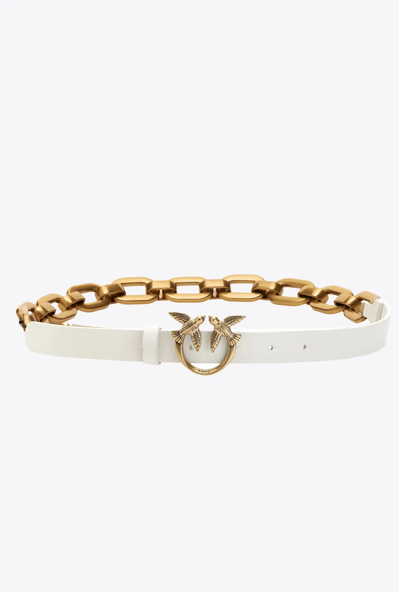 Ceintures|PINKO Ceinture Love Birds Avec Macro Chaine Beige G. Lame-Or Antique