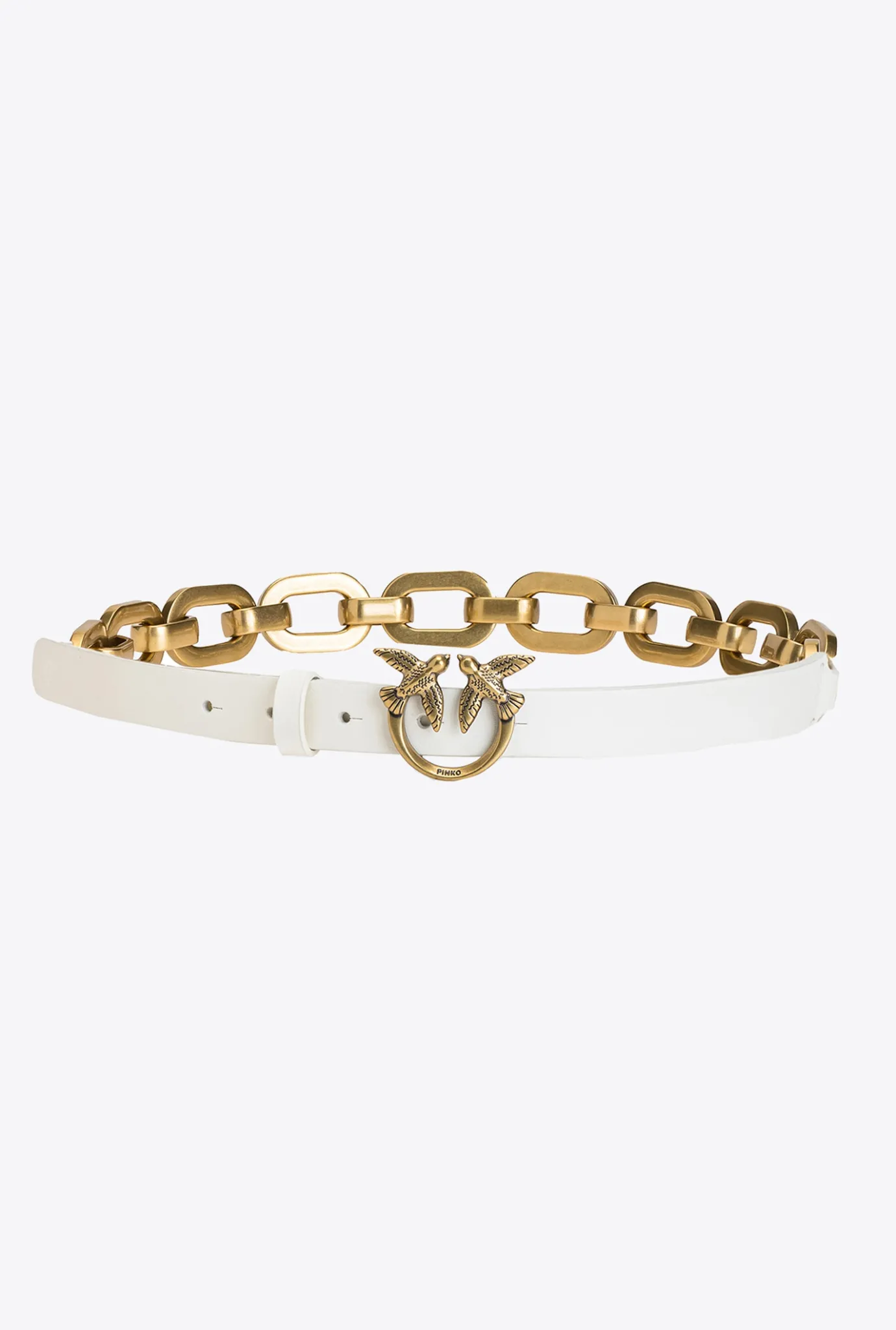 Ceintures|PINKO Ceinture Love Birds Avec Macro Chaine Blanc+Blanc-Or Antique