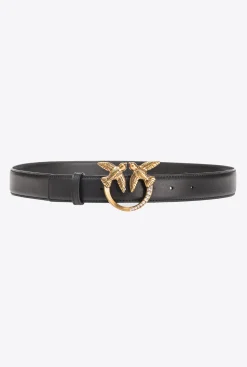 Ceintures|PINKO Ceinture Love Birds Avec Boucle Bijou Noir-Vieil Or