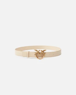 Ceintures|PINKO Ceinture Love Birds En Cuir Sable-Or Antique