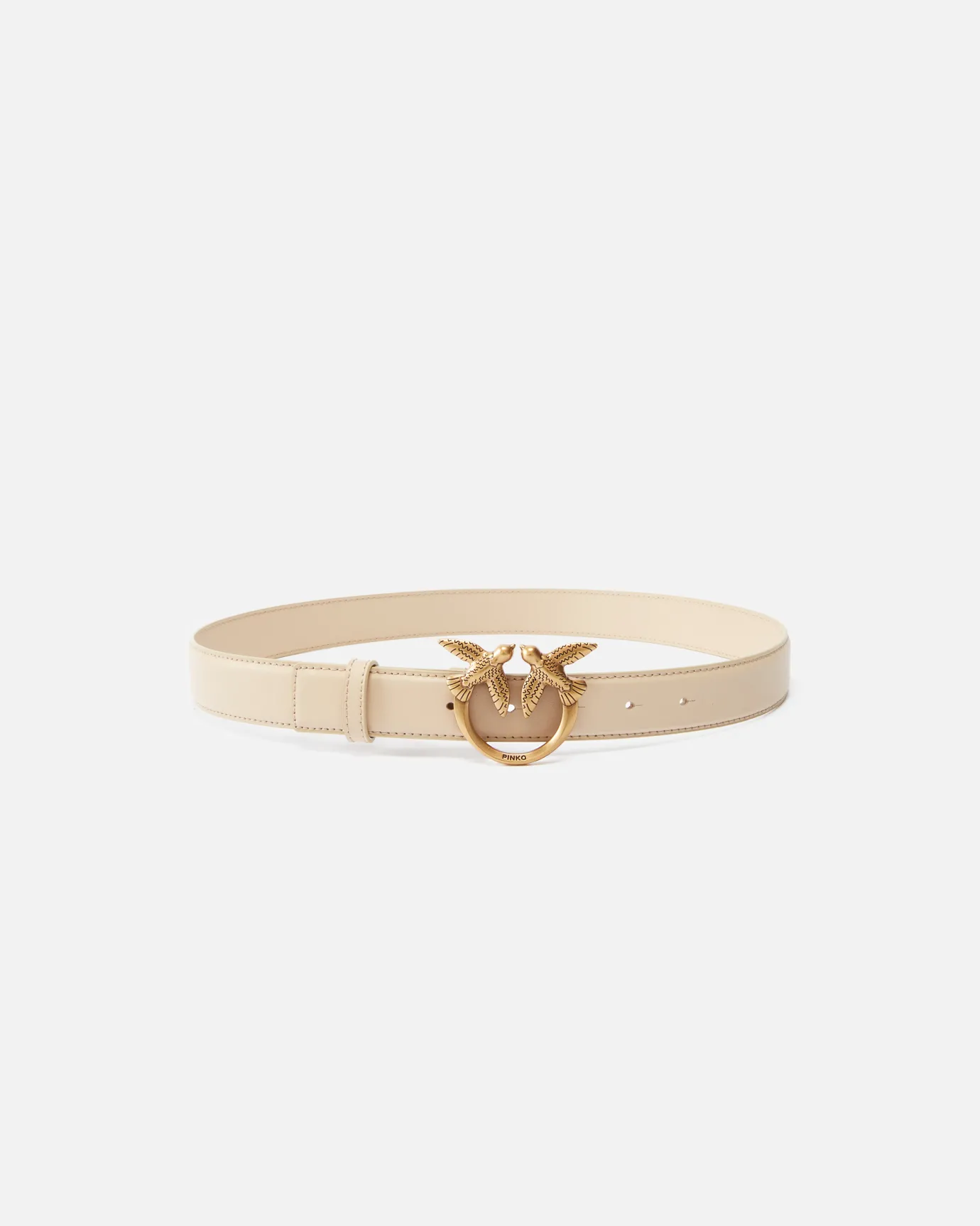 Ceintures|PINKO Ceinture Love Birds En Cuir Sable-Or Antique