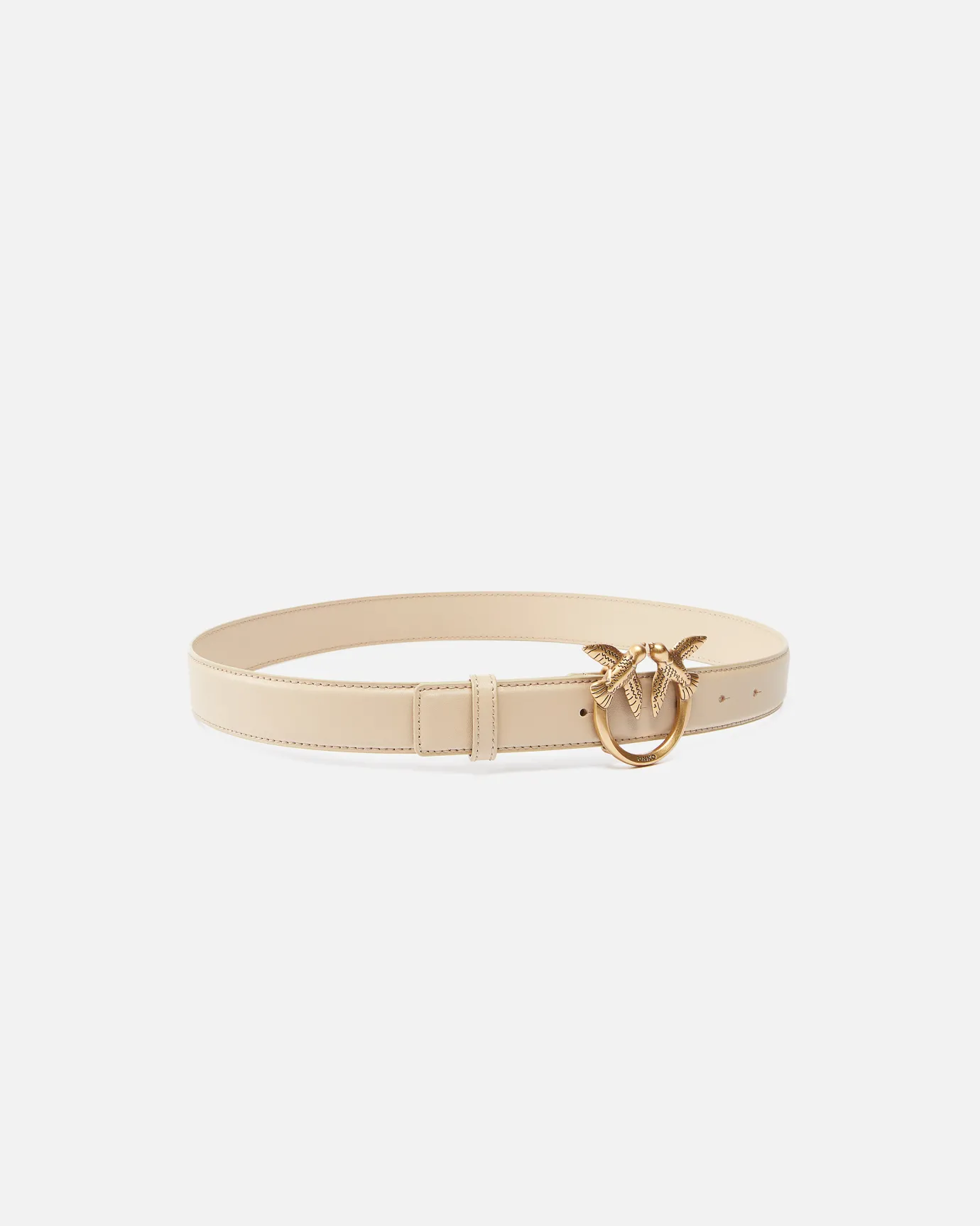 Ceintures|PINKO Ceinture Love Birds En Cuir Sable-Or Antique