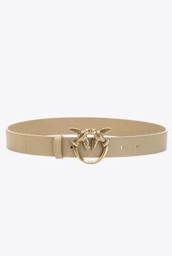 Ceintures|PINKO Ceinture Love Birds En Cuir Sable-Or Antique