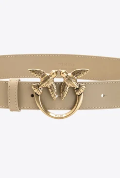 Ceintures|PINKO Ceinture Love Birds En Cuir Sable-Or Antique