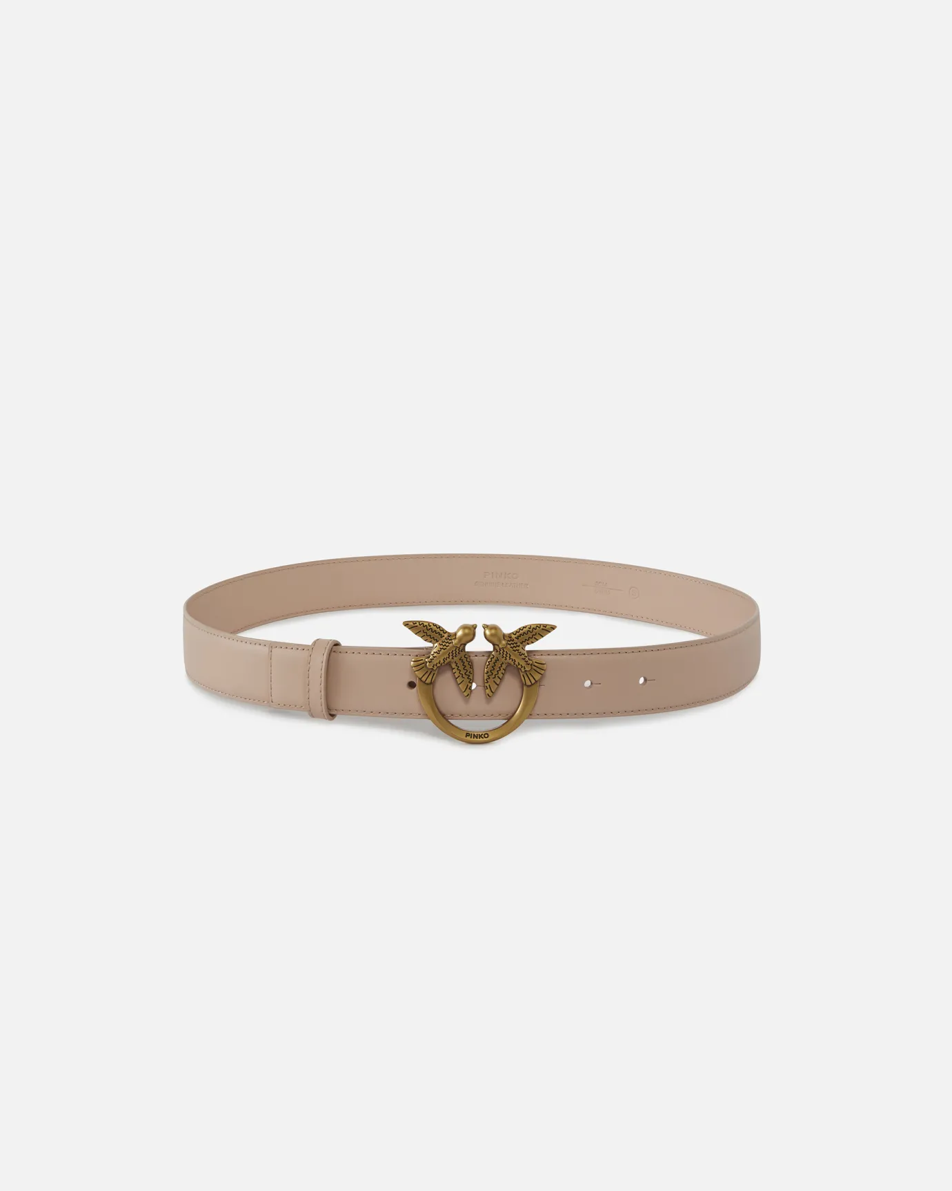 Ceintures|PINKO Ceinture Love Birds En Cuir Rose/Rose Poudre-Or Antique