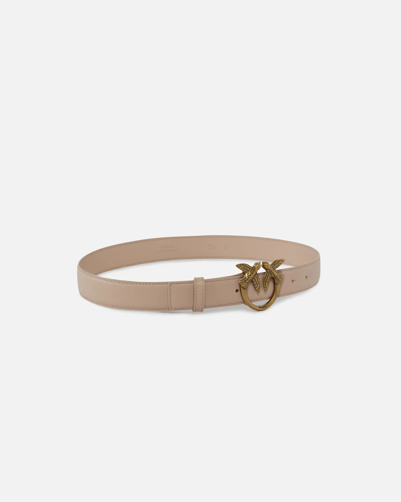 Ceintures|PINKO Ceinture Love Birds En Cuir Rose/Rose Poudre-Or Antique