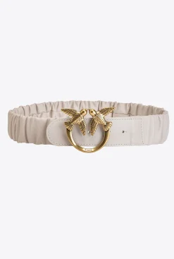 Ceintures|PINKO Ceinture Love Birds Froncee Beige G. Lame-Or Antique