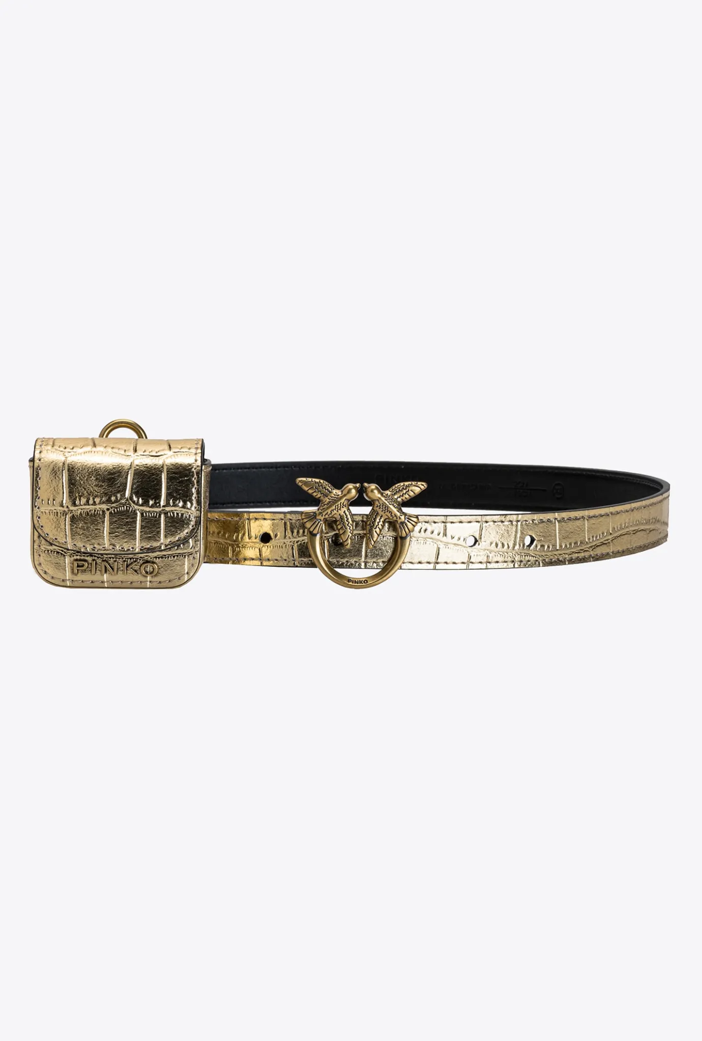 Ceintures|PINKO Ceinture Love Birds Lamee Avec Pochette Or-Or Antique
