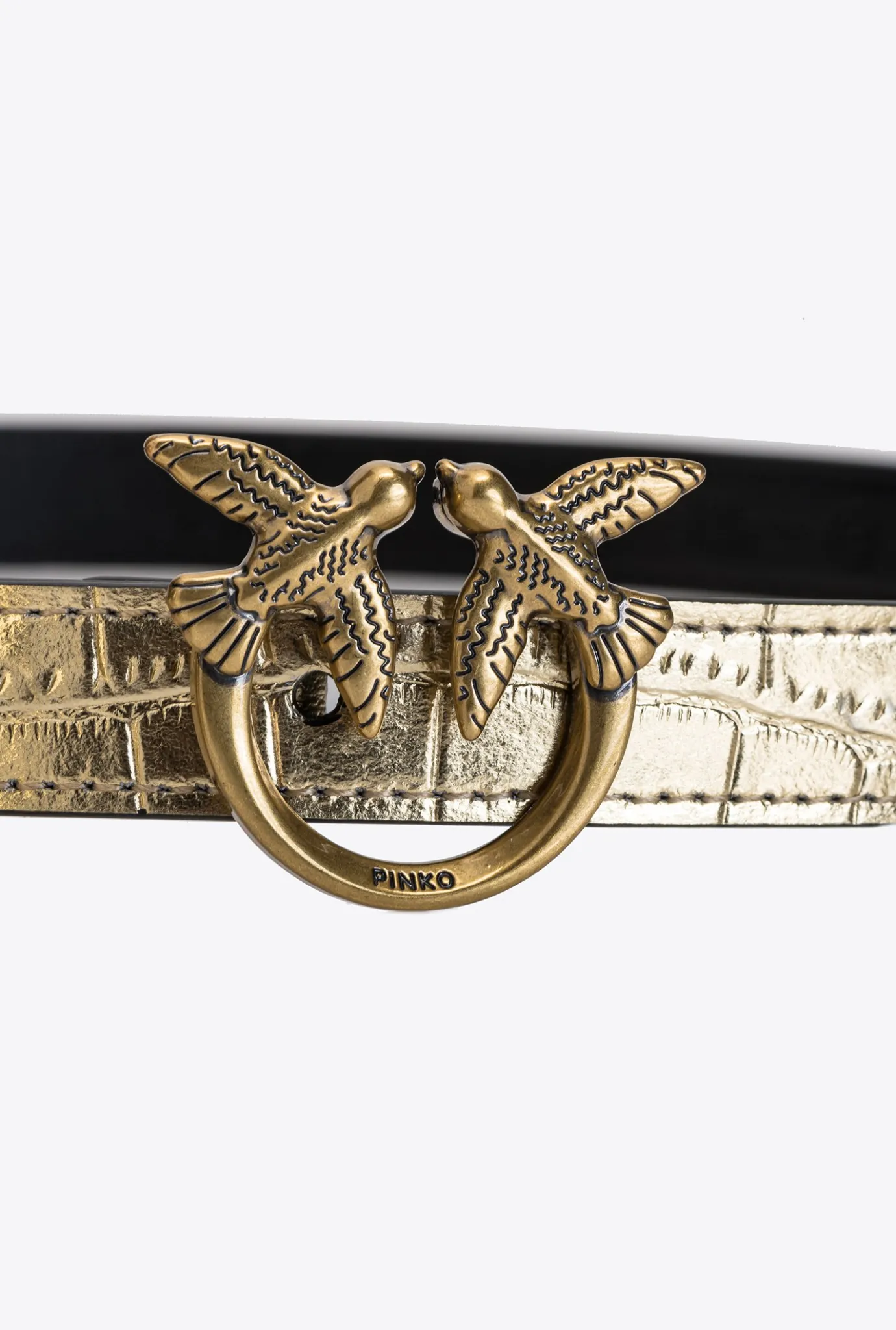 Ceintures|PINKO Ceinture Love Birds Lamee Avec Pochette Or-Or Antique