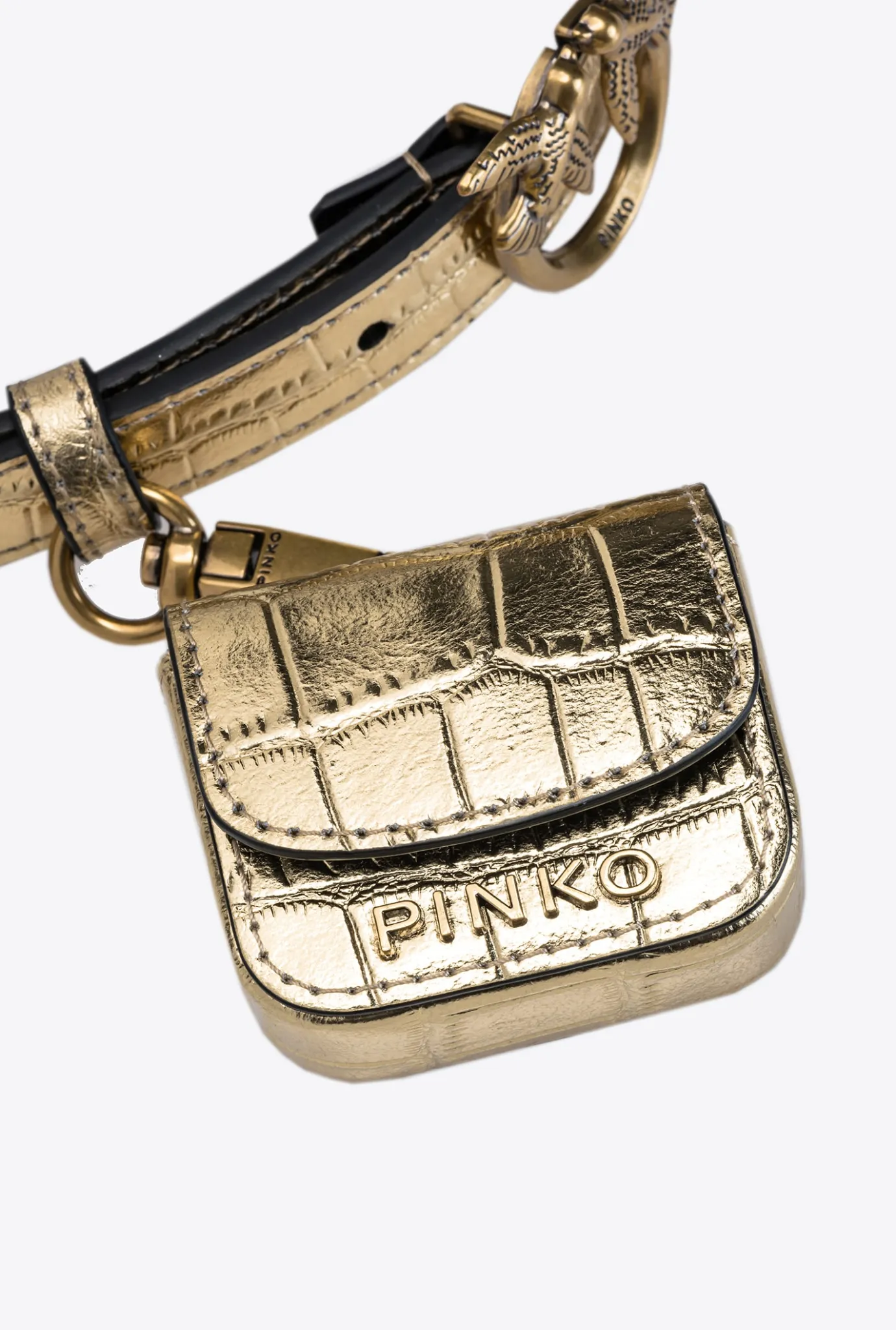 Ceintures|PINKO Ceinture Love Birds Lamee Avec Pochette Or-Or Antique