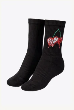 Autres Accessoires|PINKO Chaussettes De Sport Motif Cerises En Jacquard Multi. Noir/Rouge