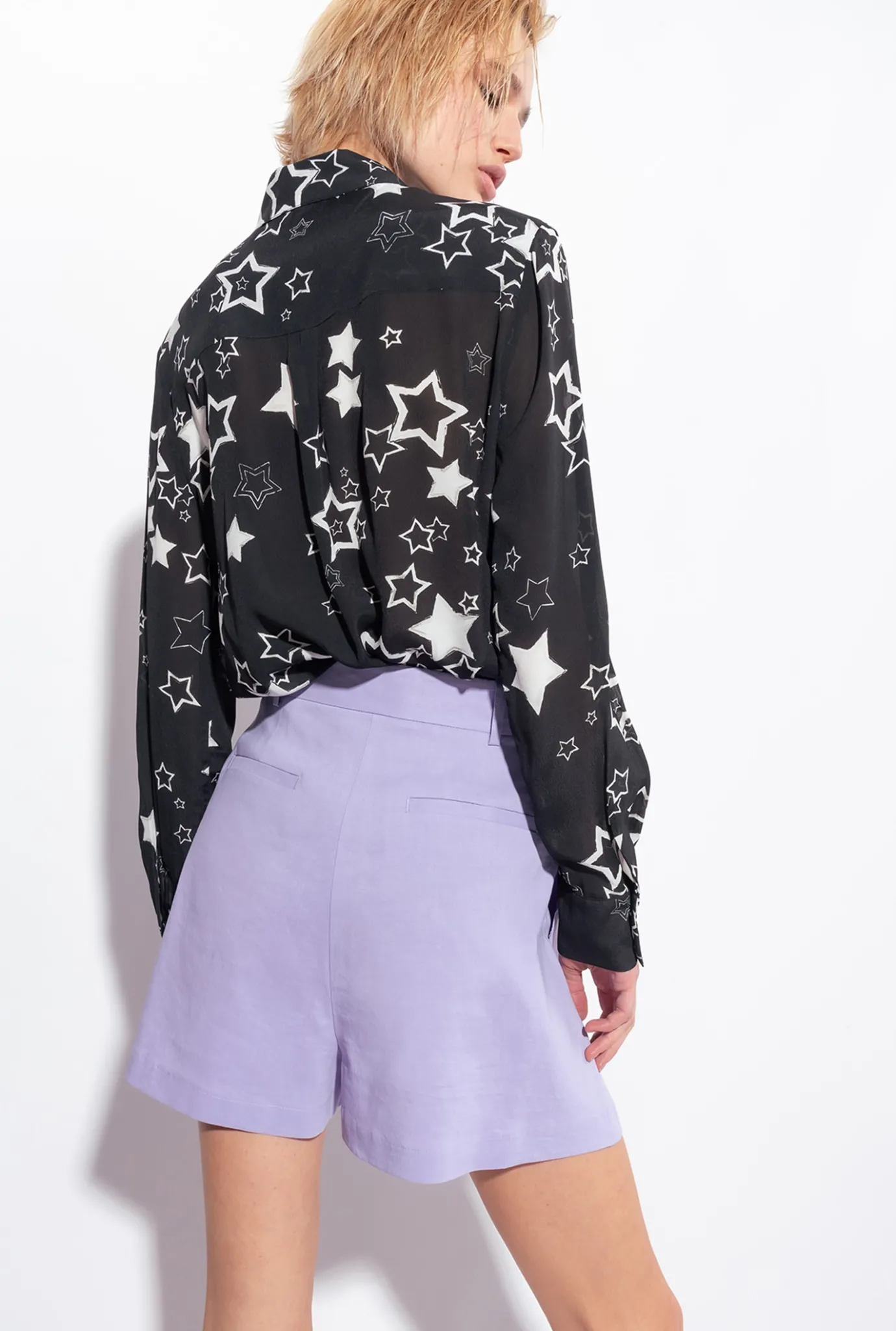 Chemises Et Blouses|PINKO Chemise A Imprime Etoile Noir/Gris/Blanc