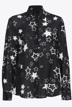 Chemises Et Blouses|PINKO Chemise A Imprime Etoile Noir/Gris/Blanc